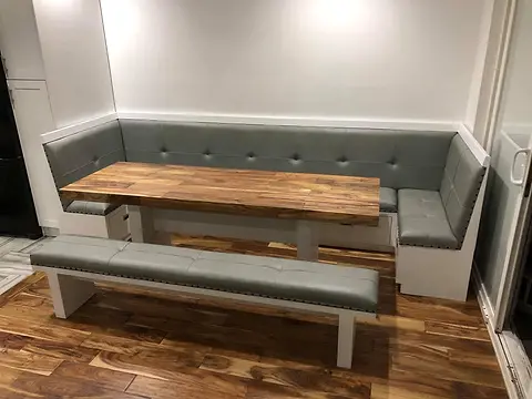 Banquette with dining table