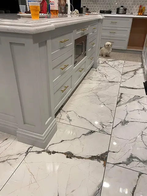 Island with furniture-style legs