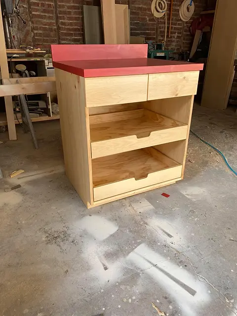 Maple cabinet on the bench