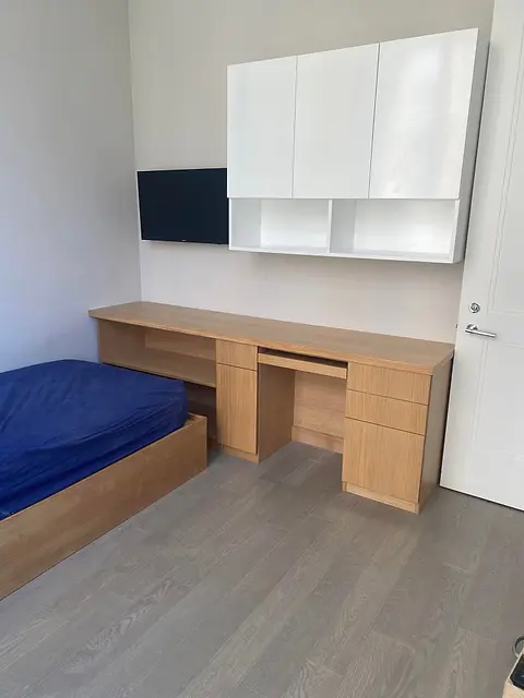 Oak desk and bed