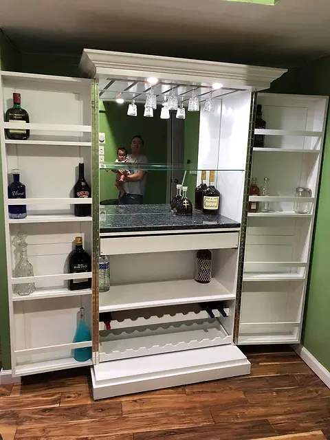 Bar cabinet with glass rack