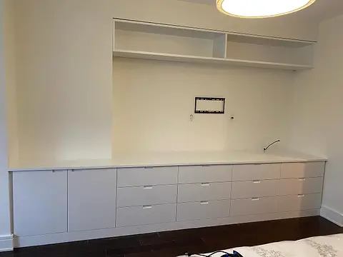 Built-in credenza and shelf