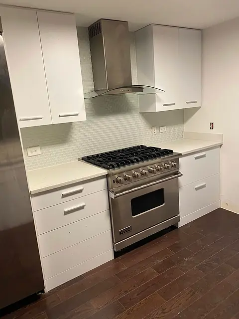 Modern white slab kitchen